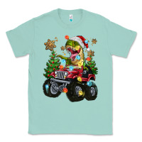 Seafoam Christmas T-rex With Monster Truck Classic Tee - MaliasSmallBusiness