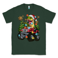 Sports Green Christmas T-rex With Monster Truck Classic Tee - MaliasSmallBusiness