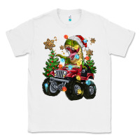White Christmas T-rex With Monster Truck Classic Tee - MaliasSmallBusiness