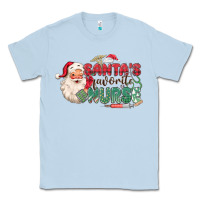 Dusty Blue Santa's Favorite Nurse Classic Tee - MaliasSmallBusiness