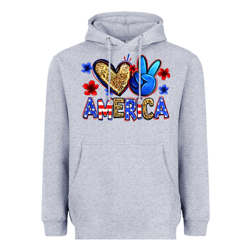 Peace Love America Heavyweight Hoodie by Zillion Design Studio | Teevron