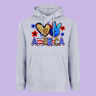Peace Love America Heavyweight Hoodie Designed By Zillion Design Studio