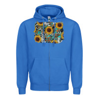 True Royal western sunflowers turquoise cowhide background Zipper Hoodie - RanaPortraitStore