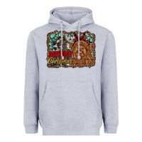 Heather Grey merry christmas highland cow Heavyweight Hoodie - RanaPortraitStore