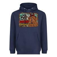Navy merry christmas highland cow Heavyweight Hoodie - RanaPortraitStore