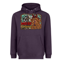 Plum merry christmas highland cow Heavyweight Hoodie - RanaPortraitStore