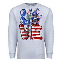 Heather Grey Love 4th of July with gnomes 4th of july Premium Sweatshirt - CowGirlArtShop