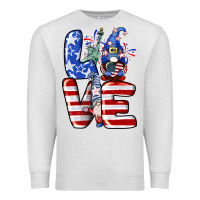 Oatmeal Heather Love 4th of July with gnomes 4th of july Premium Sweatshirt - CowGirlArtShop