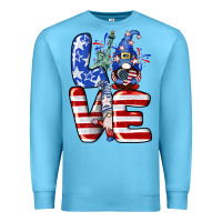 Ocean Blue Love 4th of July with gnomes 4th of july Premium Sweatshirt - CowGirlArtShop