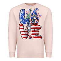 Pale Pink Love 4th of July with gnomes 4th of july Premium Sweatshirt - CowGirlArtShop
