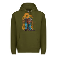 Army Green western boots with sunflowers Premium Hoodie - Artiststas