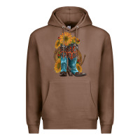 Chestnut western boots with sunflowers Premium Hoodie - Artiststas