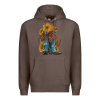 Coffee western boots with sunflowers Premium Hoodie - Artiststas