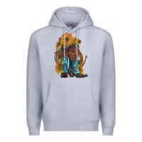 Heather Grey western boots with sunflowers Premium Hoodie - Artiststas
