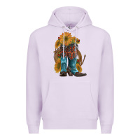 Lilac western boots with sunflowers Premium Hoodie - Artiststas