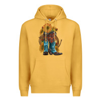 Mustard western boots with sunflowers Premium Hoodie - Artiststas