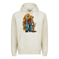 Oatmeal Heather western boots with sunflowers Premium Hoodie - Artiststas