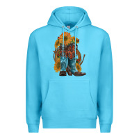 Ocean Blue western boots with sunflowers Premium Hoodie - Artiststas