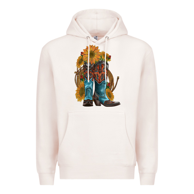Western Boots With Sunflowers Premium Hoodie by Artiststas | Teevron