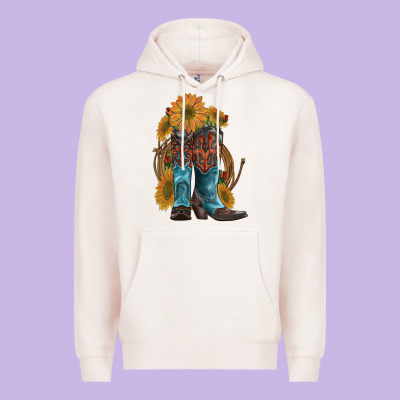 Western Boots With Sunflowers Premium Hoodie Designed By Artiststas