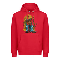 Red western boots with sunflowers Premium Hoodie - Artiststas