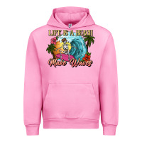 Fuchsia Pink Life is a beach make waves skeleton Urban Hoodie - NancyCooperArtShop