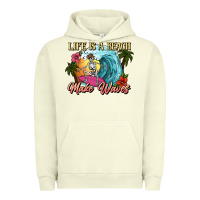 Pigment Pistachio Life is a beach make waves skeleton Urban Hoodie - NancyCooperArtShop