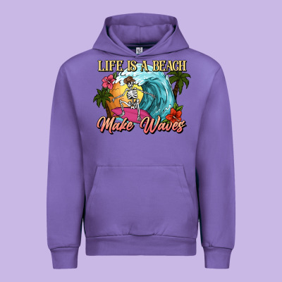 Life Is A Beach Make Waves Skeleton Urban Hoodie Designed By Nancycooperartshop