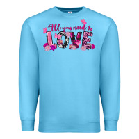 Ocean Blue all you need is love valentine's day Premium Sweatshirt - FaDigitalArtStudio