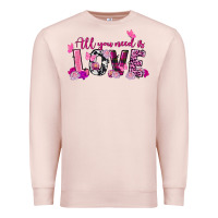 Pale Pink all you need is love valentine's day Premium Sweatshirt - FaDigitalArtStudio