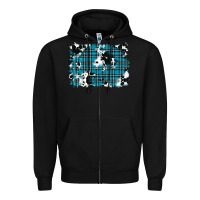 Black winter plaid cowhide pattern background Zipper Hoodie - RanaPortraitStore