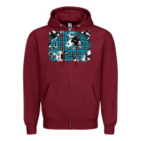 Burgundy winter plaid cowhide pattern background Zipper Hoodie - RanaPortraitStore