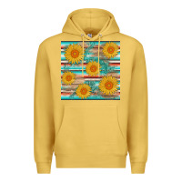 Antique Gold sunflower wood serape  leather seamless Premium Hoodie - AdoDesignShop