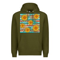 Army Green sunflower wood serape  leather seamless Premium Hoodie - AdoDesignShop
