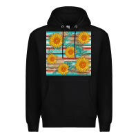 Black sunflower wood serape  leather seamless Premium Hoodie - AdoDesignShop