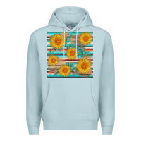 Blue Mist sunflower wood serape  leather seamless Premium Hoodie - AdoDesignShop