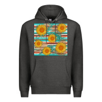 Charcoal Heather sunflower wood serape  leather seamless Premium Hoodie - AdoDesignShop