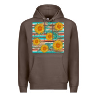 Coffee sunflower wood serape  leather seamless Premium Hoodie - AdoDesignShop