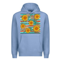 Colony Blue sunflower wood serape  leather seamless Premium Hoodie - AdoDesignShop