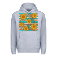 Heather Grey sunflower wood serape  leather seamless Premium Hoodie - AdoDesignShop