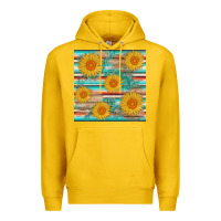 Lemon sunflower wood serape  leather seamless Premium Hoodie - AdoDesignShop