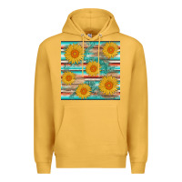 Mustard sunflower wood serape  leather seamless Premium Hoodie - AdoDesignShop