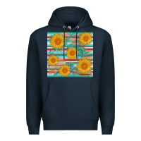 Navy sunflower wood serape  leather seamless Premium Hoodie - AdoDesignShop