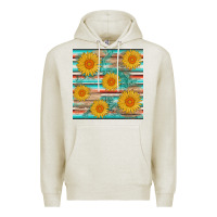 Oatmeal Heather sunflower wood serape  leather seamless Premium Hoodie - AdoDesignShop