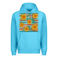 Ocean Blue sunflower wood serape  leather seamless Premium Hoodie - AdoDesignShop