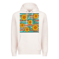 Pale Pink sunflower wood serape  leather seamless Premium Hoodie - AdoDesignShop