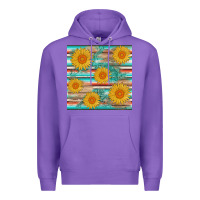 Purple sunflower wood serape  leather seamless Premium Hoodie - AdoDesignShop