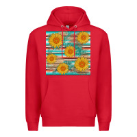 Red sunflower wood serape  leather seamless Premium Hoodie - AdoDesignShop