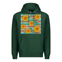 Sports Green sunflower wood serape  leather seamless Premium Hoodie - AdoDesignShop