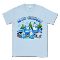 Dusty Blue merry christmas snowman gnomes truck Classic Tee - MaliasSmallBusiness
